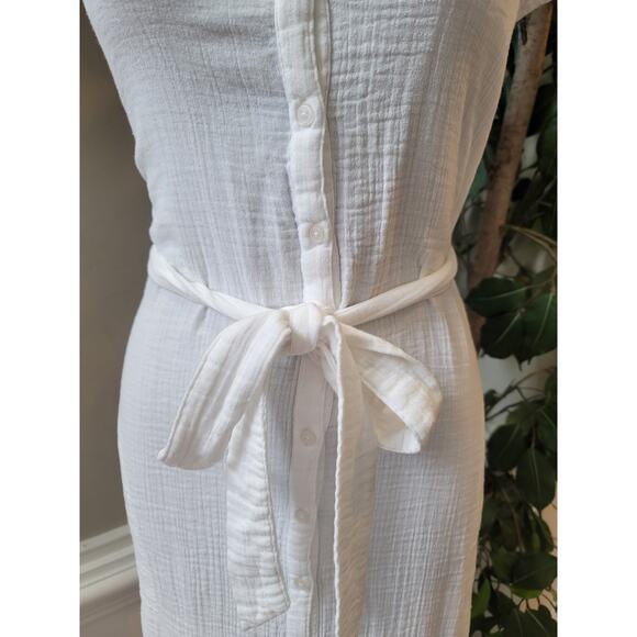 RD Style Button Down Dress Women Medium White Cotton Lightweight Casual - Picture 4 of 15